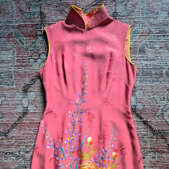 Vintage Painted Cheongsam Dress (Size XS) - Picture 2 of 11